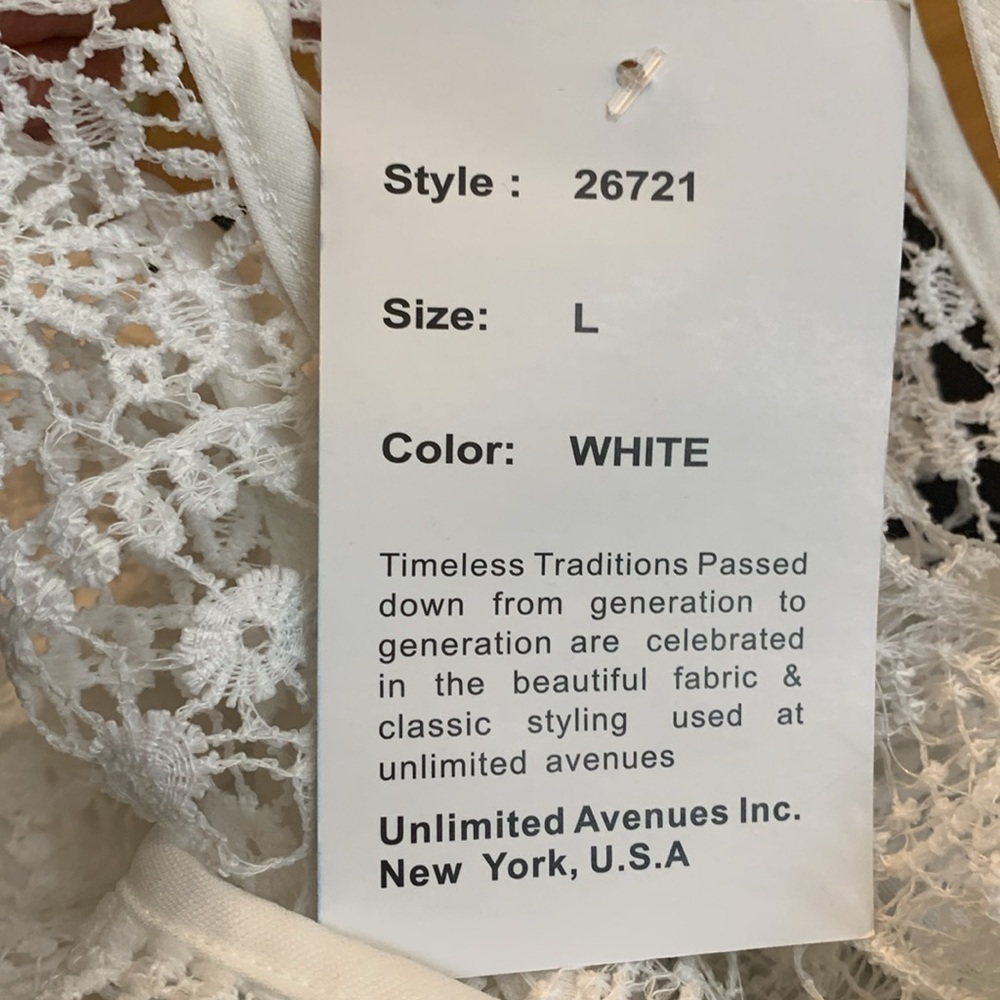 Rebellion | NWT White Floral Lace Crochet Racerback Tank Camisole Top L - Picture 13 of 17